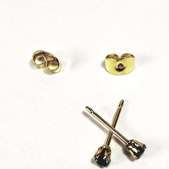 Swarovski Crystal Element - Gold Overlay Green Stone "Tiny" Stud Earrings - Picture 9 of 13